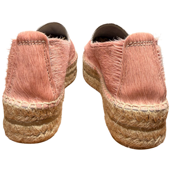 MANEBI Platform Espadrilles Women 36/US6 Rose Calf Hair Double Sole Casual Shoes - Picture 5 of 9